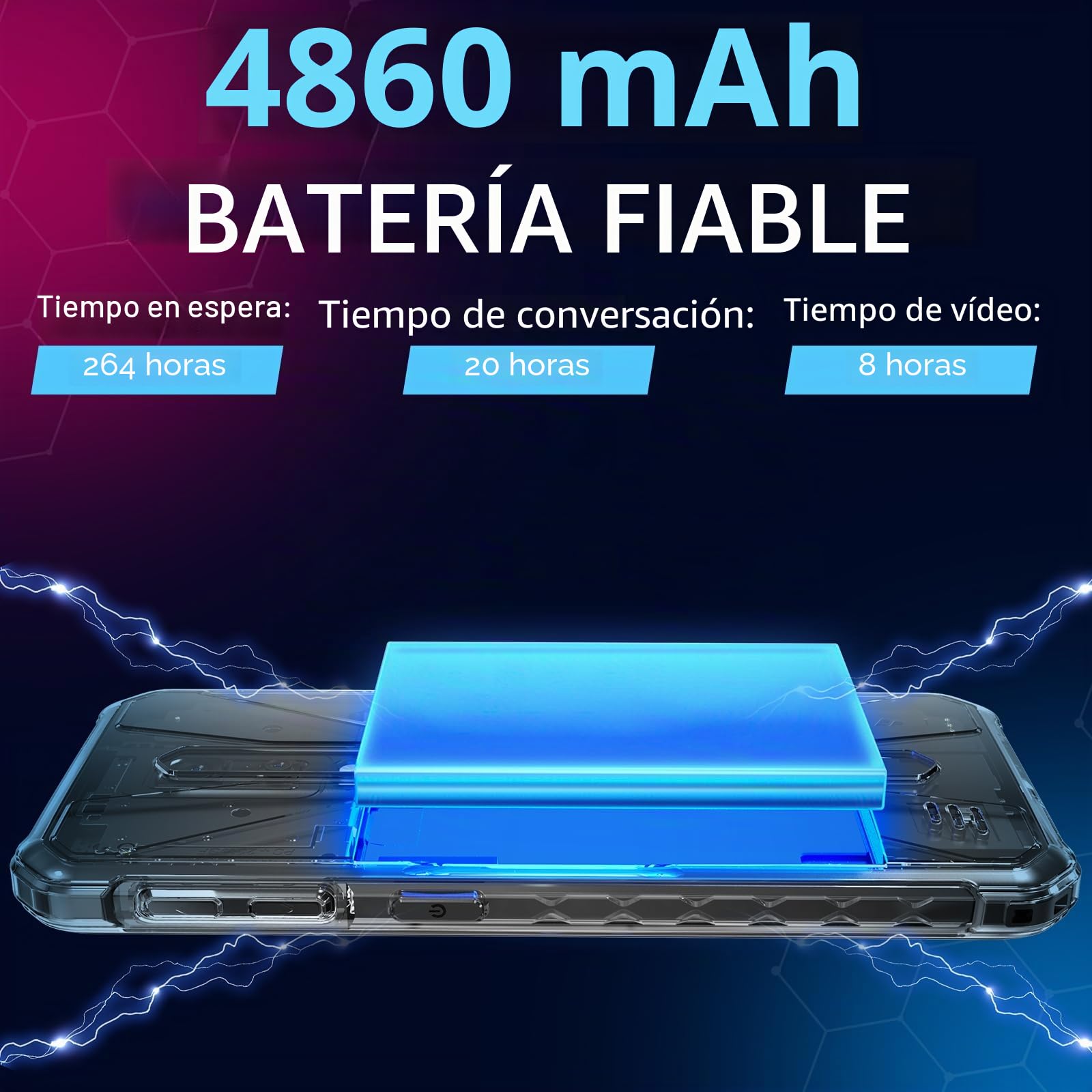 Ulefone Armor X12 Móvil Resistente 2024 Android 13 Go, Teléfono Movil 5,45" HD, 6GB+32GB(256GB SD) Smartphone Robusto, 4860mAh Batería, 13MP+8MP Cámara, IP68/IP69K Doble 4G/NFC/GPS/OTG/Negro