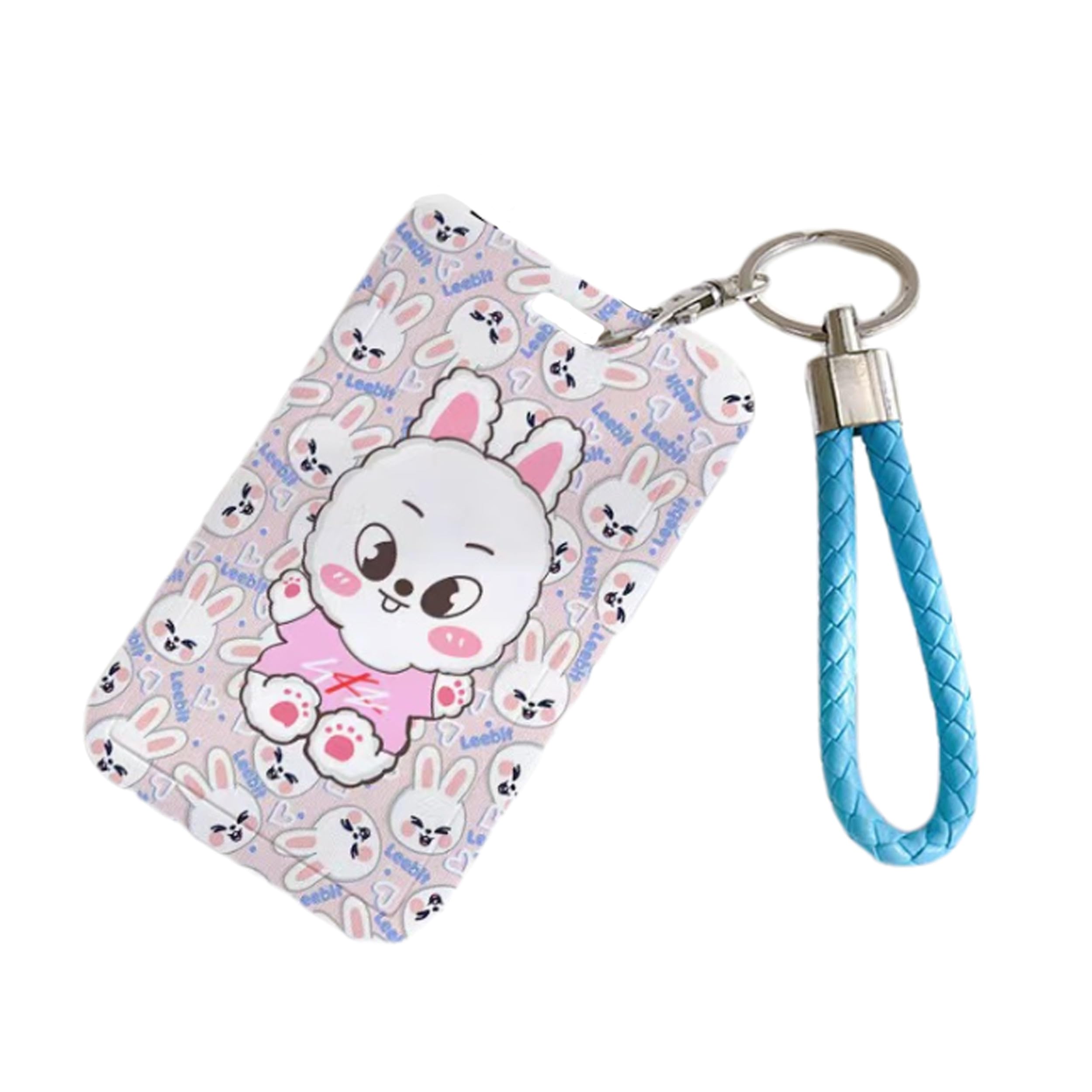 Satdflie Kpop Stray Kids Merch SKZOO Card Holder Set with Key Ring, Cartoon-Style ID Photo Card Holder Case for SKZ Fans Gifts, Color/5