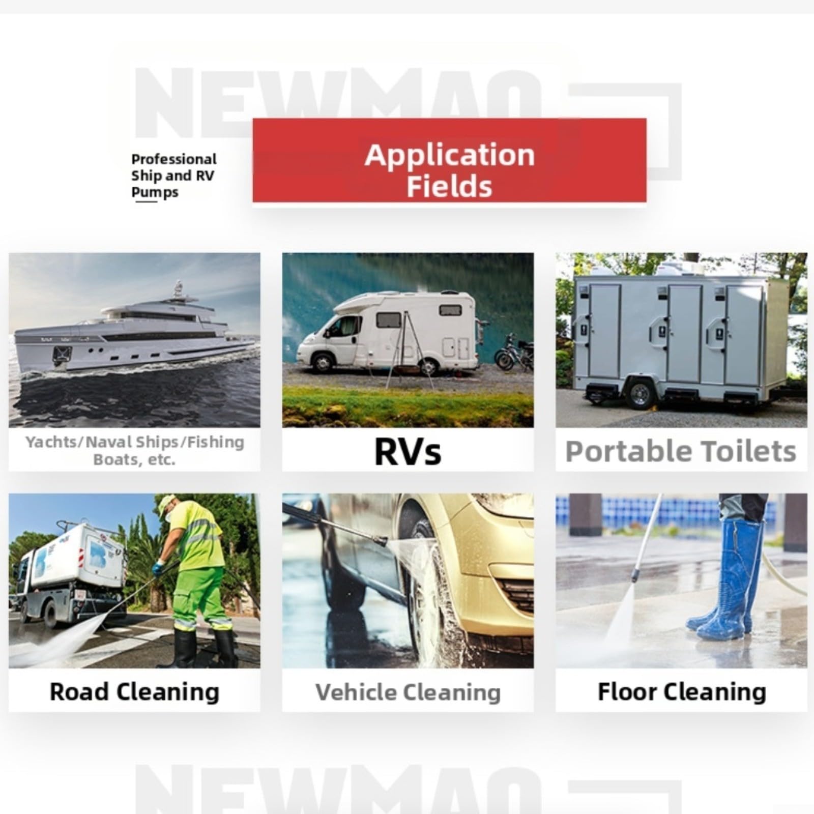Bomba de presión autocebante de agua dulce serie 51 de 12 V para caravanas, autocaravanas y barcos, sistema de riego fuera de la red de bajo ruido (NMDP51-G40-60-24)