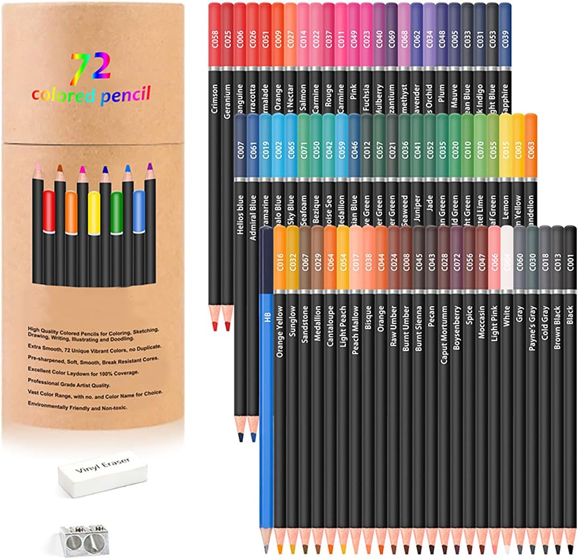 Bukela 72 Colors Drawing Pencils with Oil-Based Cores, Professional Art Supplies for Artists, Coloring Pencils for Adults, Color Pencils Set for Beginners and Teens