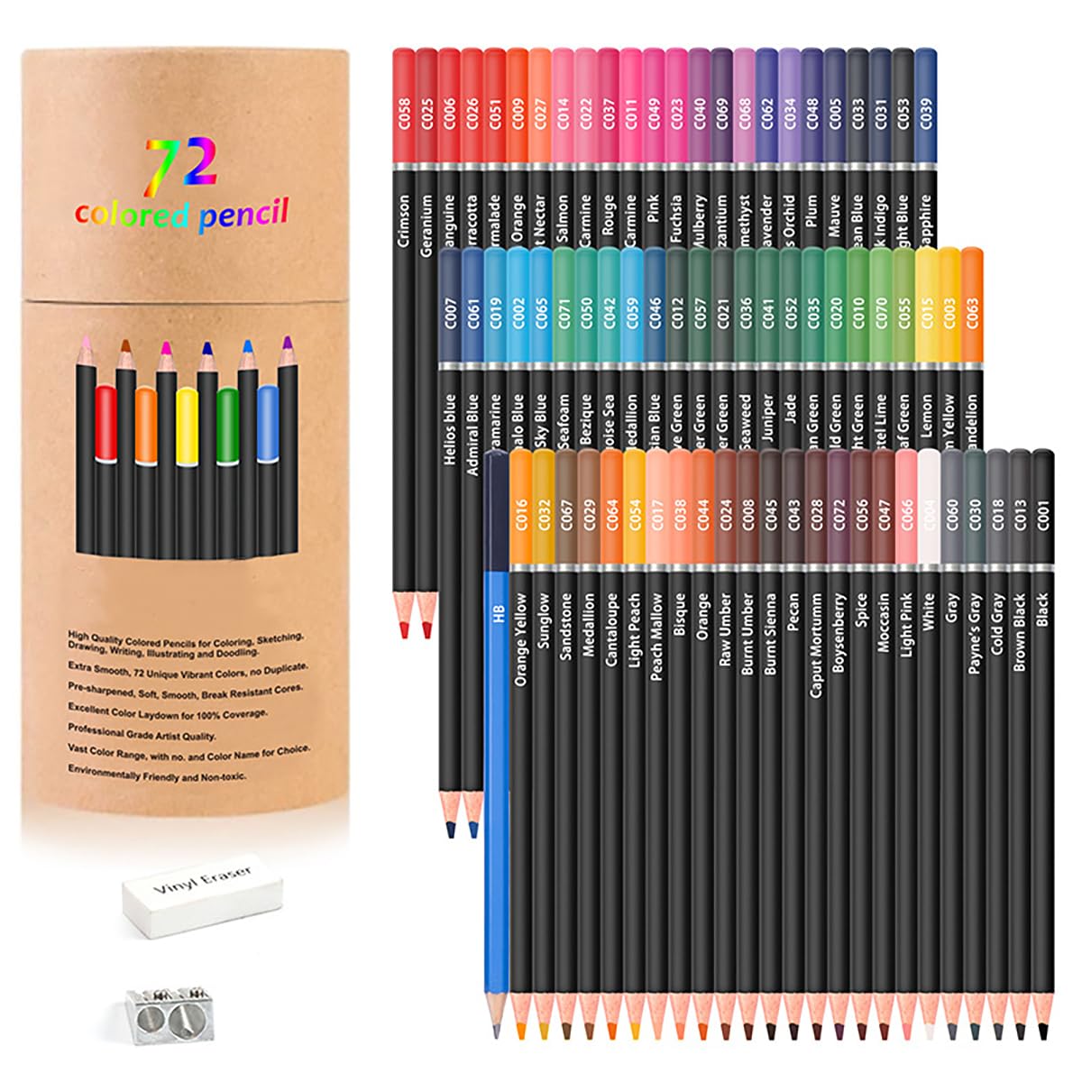 72 Colors Drawing Pencils with Oil-Based Cores, Professional Art Supplies for Artists, Coloring Pencils for Adults, Color Pencils Set for Beginners and Teens