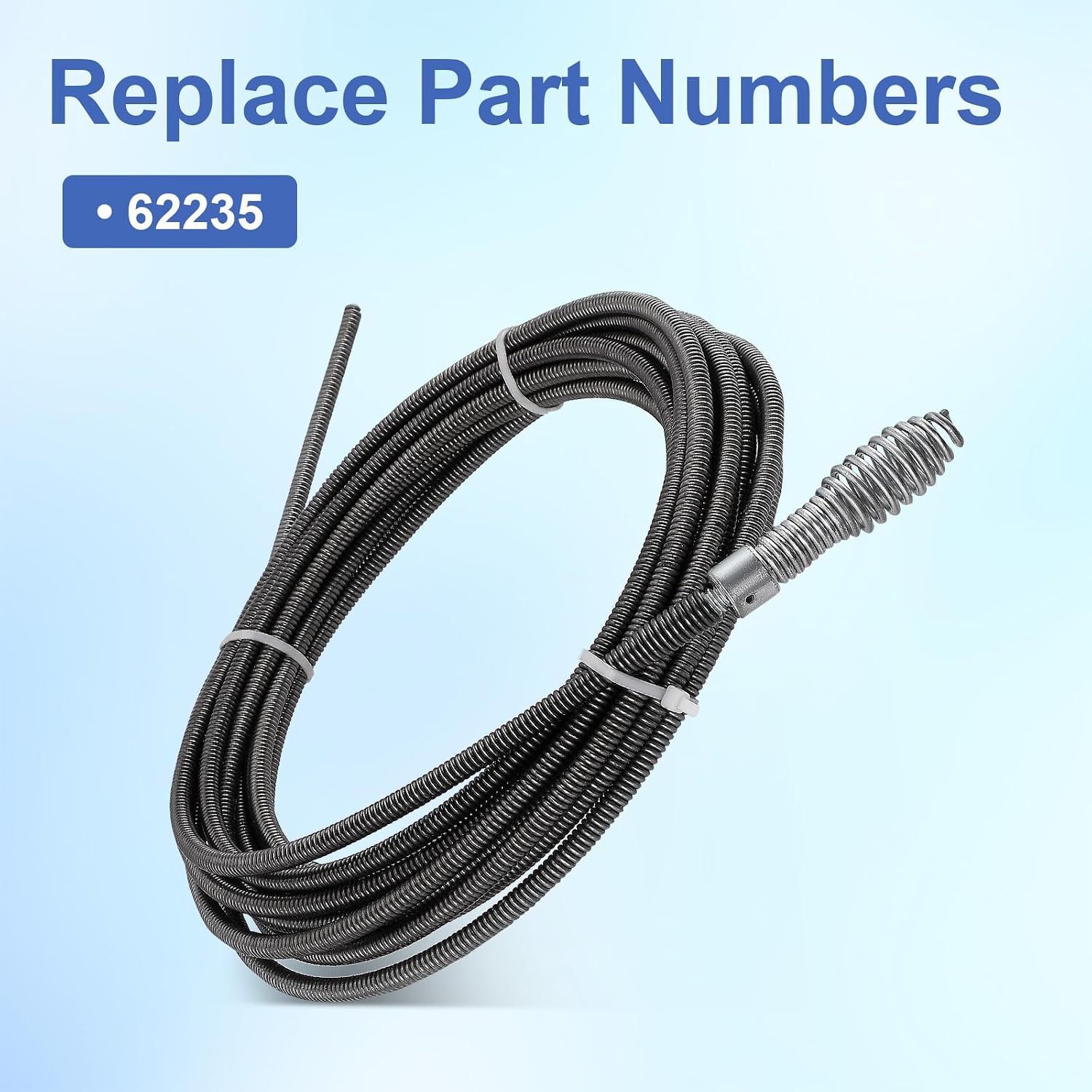 62235 Drain Cleaning Cable, 5/16 In. x 25 ft. Pipe Drain Cleaning Cable Compatible with G2037506, 4MY89, 4Z661, G1501245 Drain Cleaning Machines