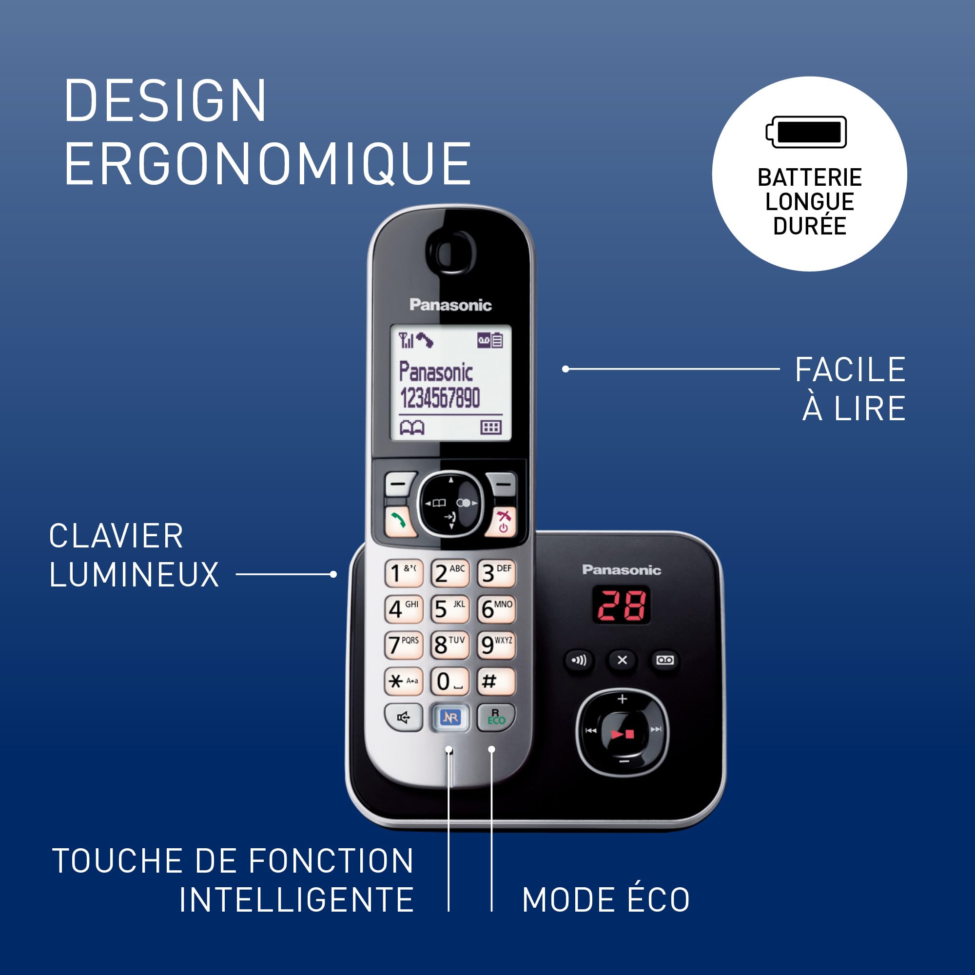 Panasonic Cordless Phone KX-TG6821 Single Silver Answering Machine