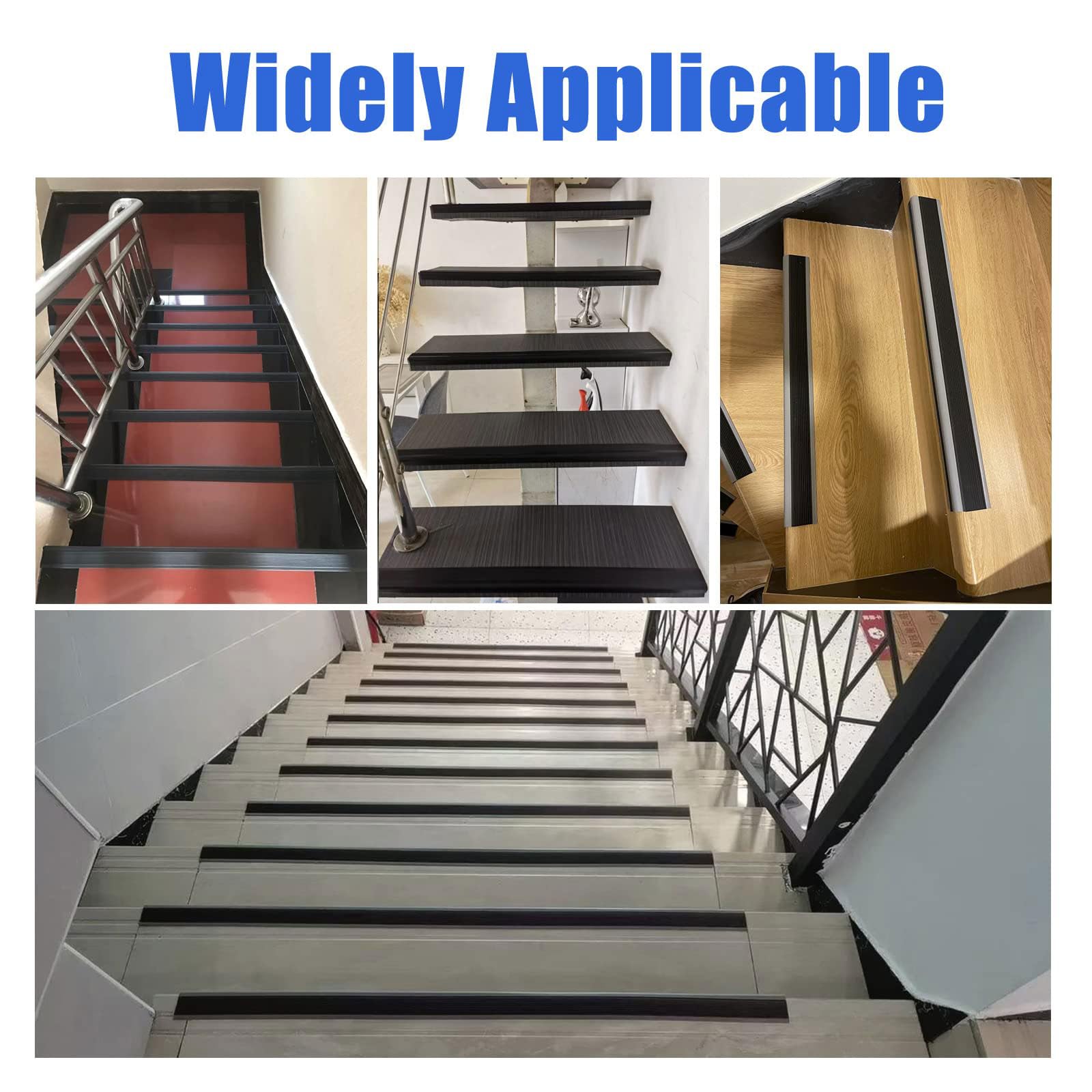 10m Borde de escalón Antideslizante,Cantoneras de Goma para escalones,Autoadhesivo,Antideslizante,cortables,Impermeable,Fácil de Limpiar,para Residencias,Guarderías,Hoteles