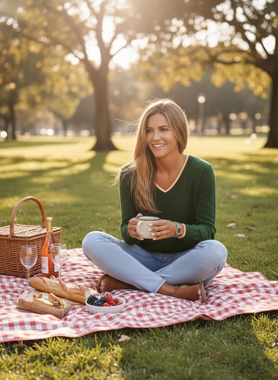 Dokotoo Womens Sweaters Dressy Casual Long Sleeve V Neck Lightweight Ribbed Knit Wool Pullover Jumper Top - Image 4