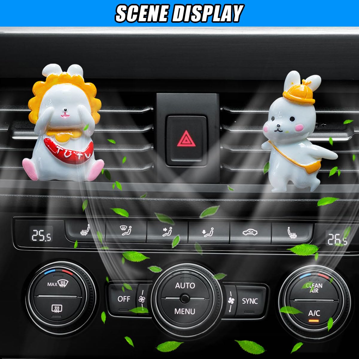 2PCS Cute Rabbit Decoration Car Air Vent Clip Cartoon Air Conditioner Outlet Charms Car Dashboard Air Freshener Vent — view 6