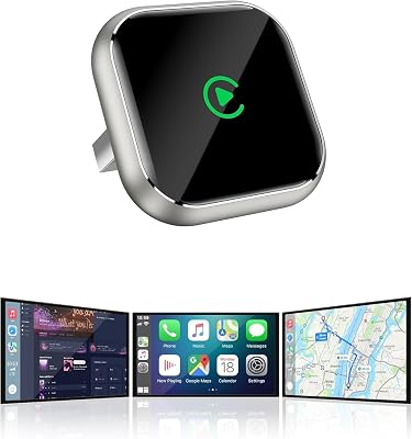 Boîtier CarPlay sans Fil pour GPS Portable pour Voiture – pour écran monté sur Tableau de Bord, convertit CarPlay Filaire en sans Fil, Compatible système d’Origine (2016+) Uniquement pour iPhone