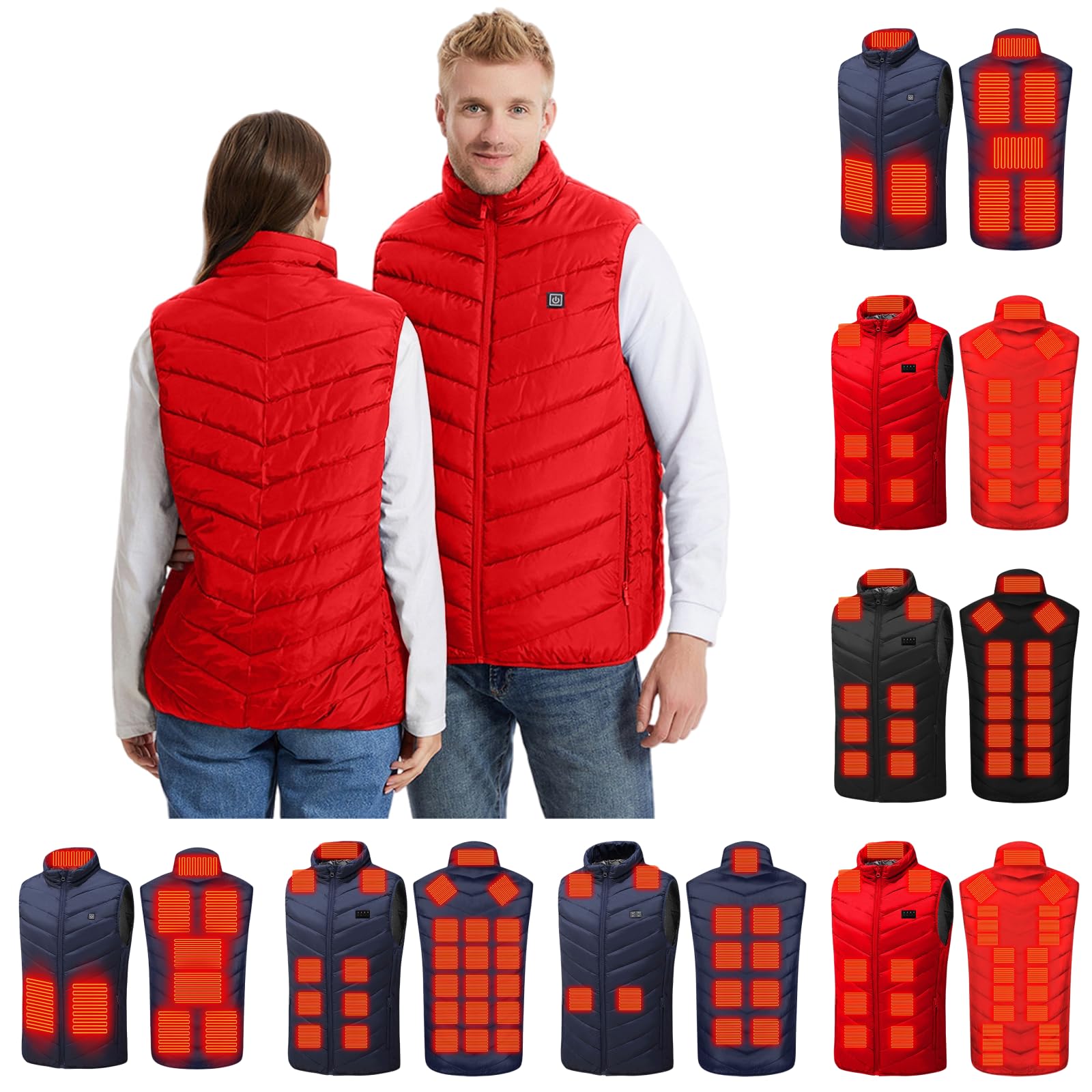 Heated Vest Women and Men USB Rechargeable Heated Vests Stand Collar Packable down Puffer Heating Vest Outerwear