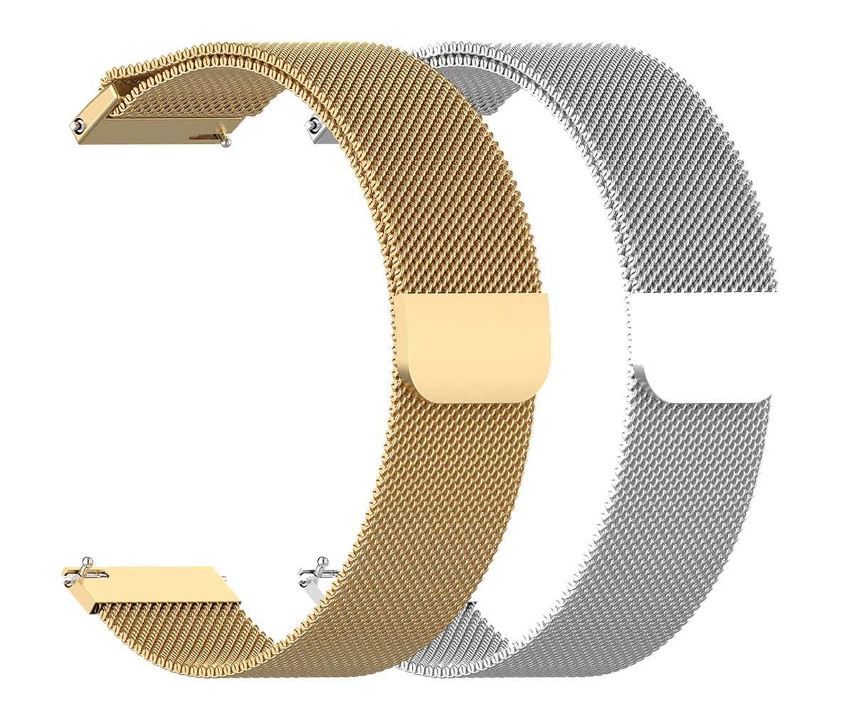 AONES 22mm Pack of 2 Magnetic Loop Watch Strap Compatible for Lg Watch Urbane W150 Watch Strap