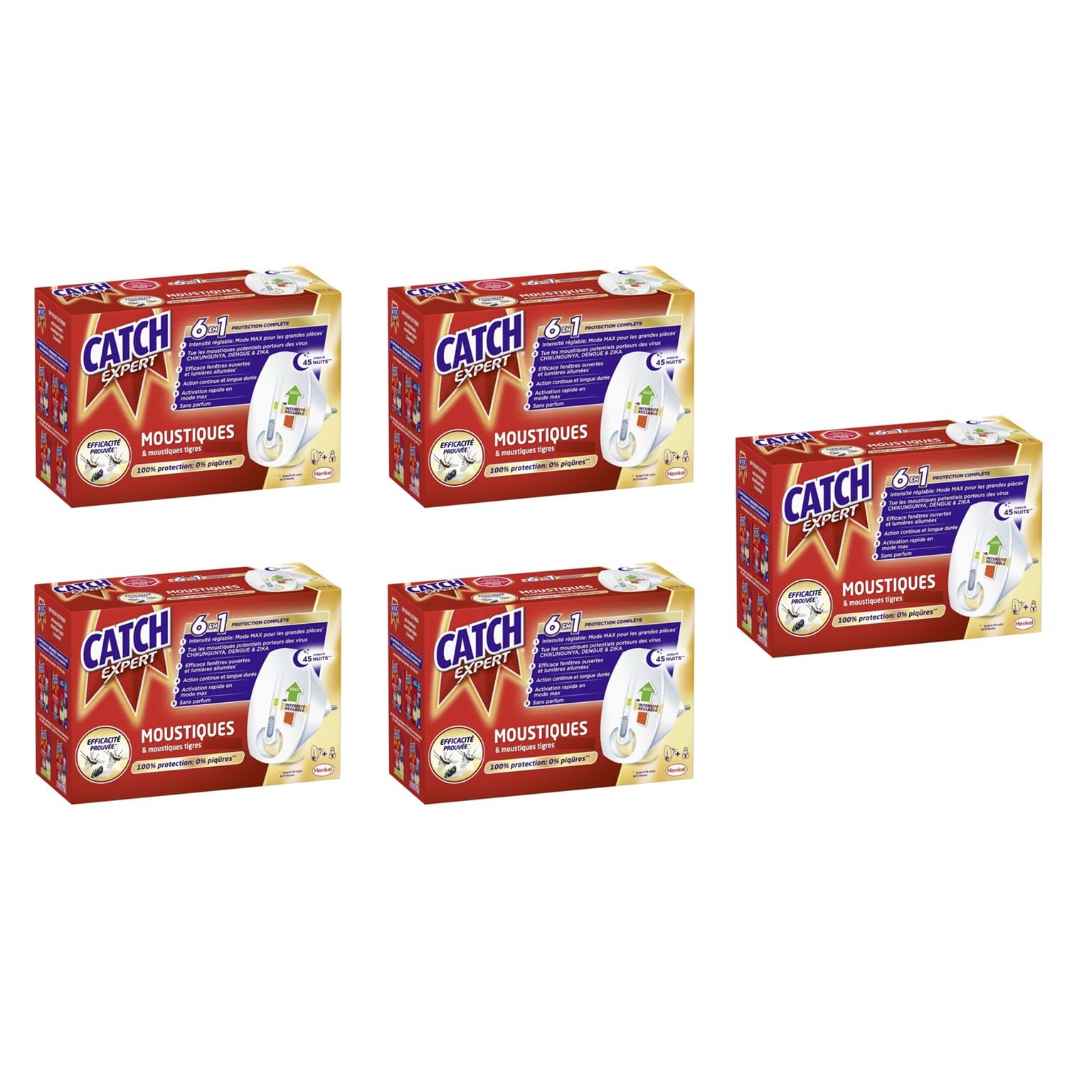 CATCH Lot de 5 Diffuseurs électriques réglables 45 nuits - Sans parfum