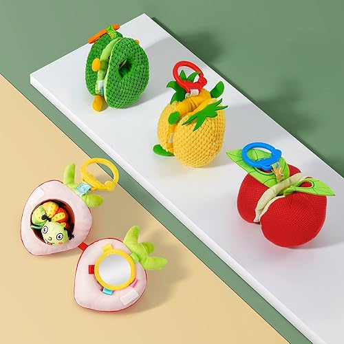 Miniatura 3 de Jollybaby Juguete de sonajero de frutas rellenas para cochecito, asiento de automóvil, cuna, juguete de piña sensorial Montessori con sonajero y