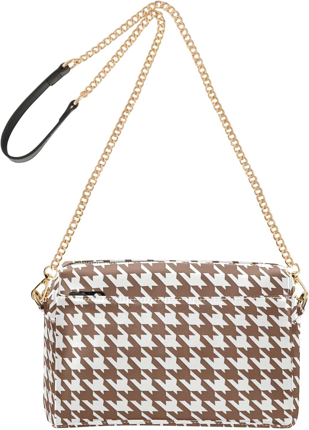 Crossbody Small Bag For Women Vegan Leather Classical Brown White Houndstooth Khaki Croos Body Purses Waterproof Shoulder Handbags