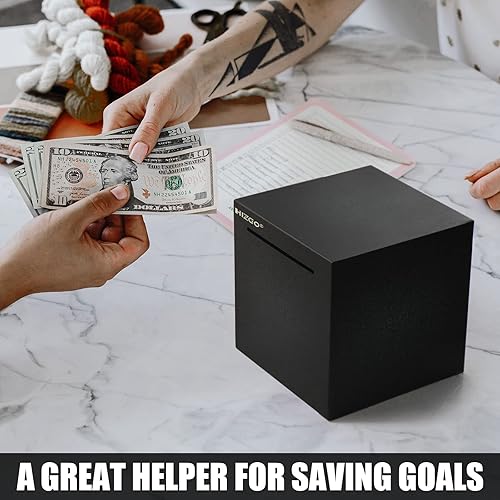 Miniatura 8 de 2 alcancías hizgo para adultos, alcancía para adultos, debe romperse para abrir (negro + transparente)