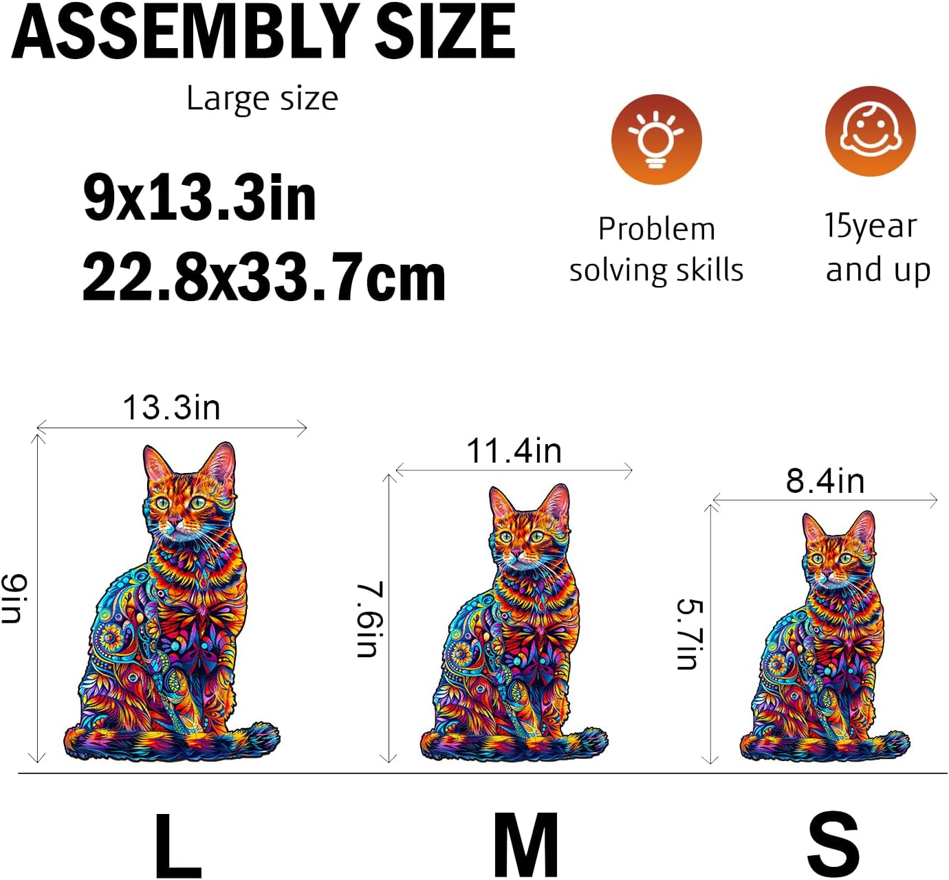 Jigfoxy Wooden Puzzle for Adults, Cat Wooden Jigsaw Puzzles for Adults, Unique Animal Shape Wood Cut Puzzles for Family Friend Puzzle Lovers(L-13.3 * 9in-175pcs)