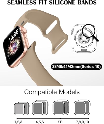 Miniatura 3 de TreasureMax - Correa deportiva compatible con Apple Watch de 38, 40, 41, 42, 44, 45, 46 y 49 mm, correa de silicona suave compatible con Apple Watch
