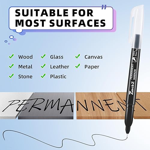 Miniatura 2 de Rotulador permanente de punta ultrafina negra, paquete de 18 marcadores permanentes, marcadores permanentes de punta ultrafina de 0.4 mm, tinta