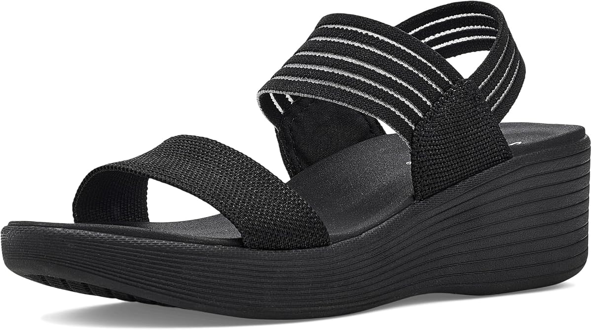 Skechers Parallel Lite - Garden Room para mujer | Plantilla acolchada de espuma de lujo, lavable a máquina, vegana, entresuela de cuña, parte superior monomalla, sandalia de malla Gore Slingback