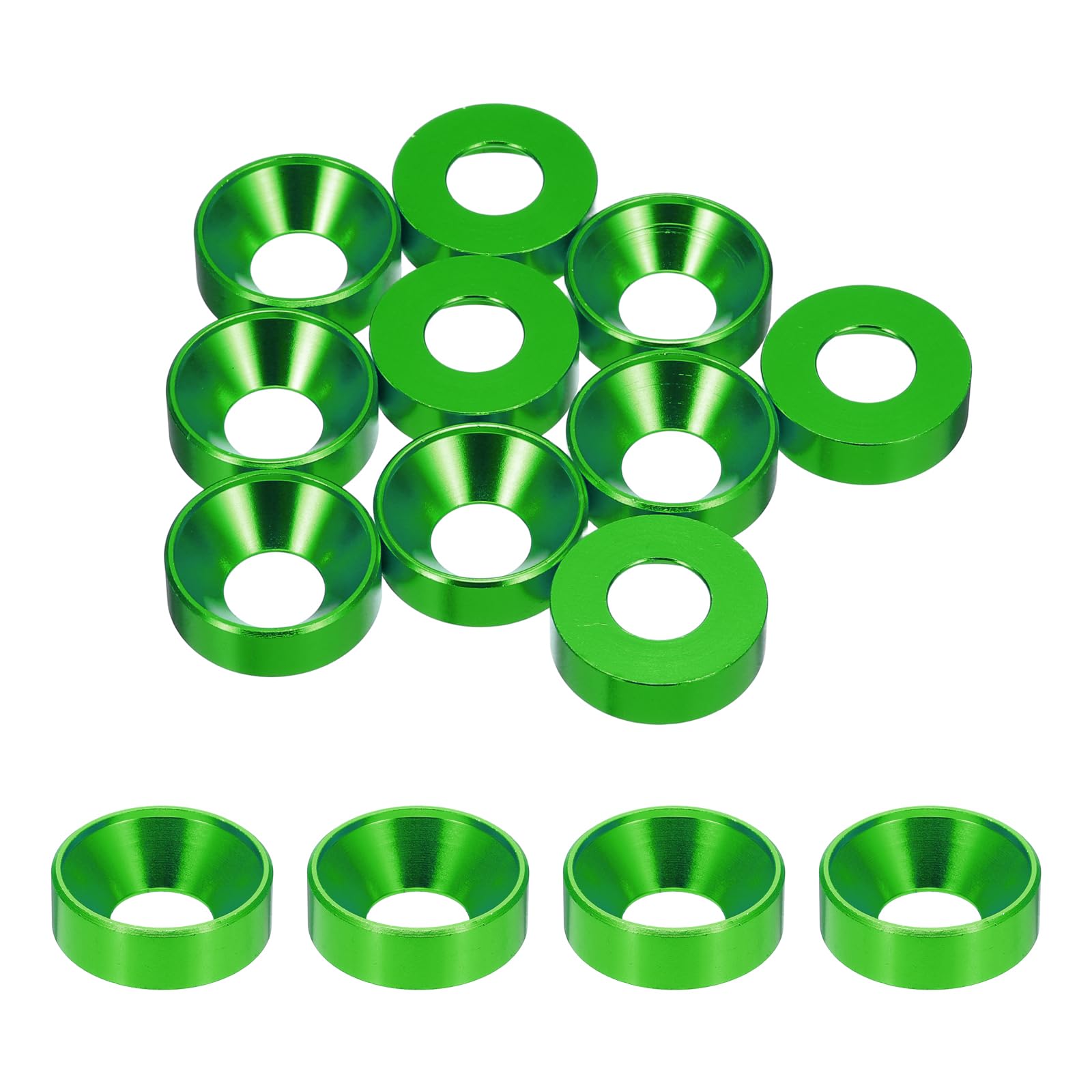 sourcing map 10pcs M10 Counterbore Washers, 22mm/0.87inch Anodized Aluminum Alloy, Head Gaskets for Screw RC/FPV/PC/Drone Accessories Parts, Green โ image 1