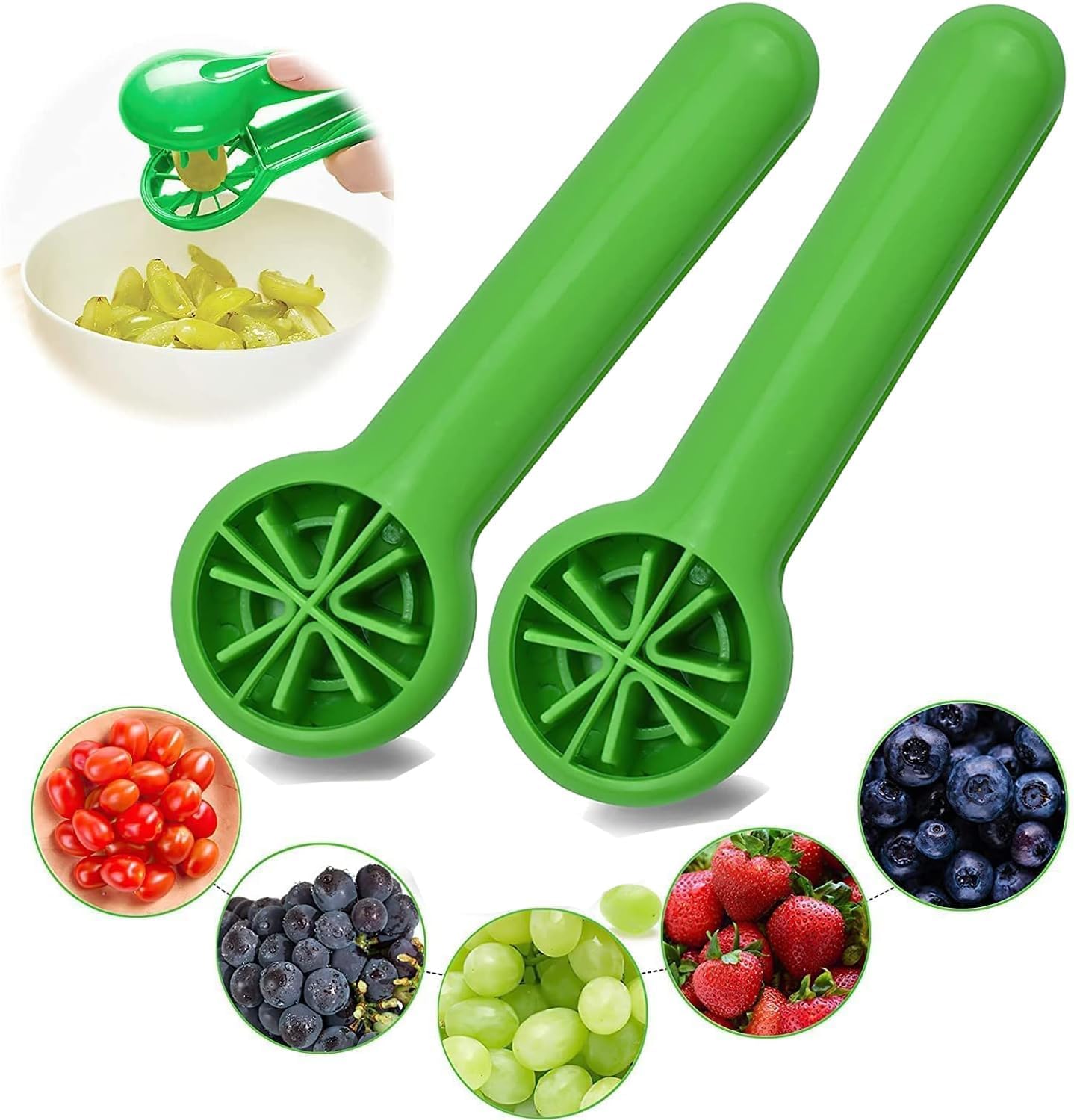 YHRY 2Pcs Grape Cutter for Toddlers, Grape Slicer for Baby, Cherry Tomato Slicer Kitchen Gadget, Creative Small Tool Fruit Slicer