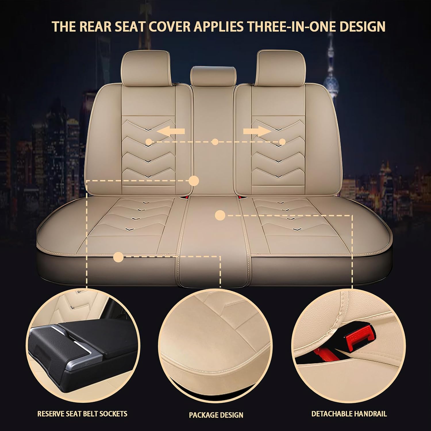 Fit for Honda Pilot 2007-2025 Seat Covers, Waterproof and Wear Resistant Sports Seat Cover, Premium Nappa Leather Car Seat Covers.(Standard 5 Seats/Beige)