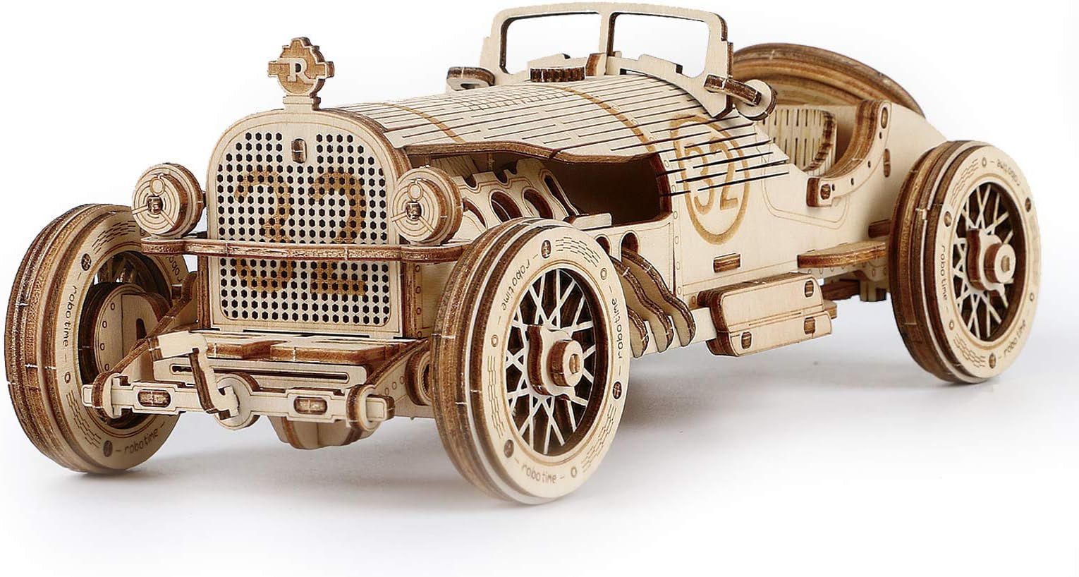 ROBOTIME Model Car Kits - Wooden 3D Puzzles - Model Cars to Build for Adults 1:16 Scale Model Grand Prix Car