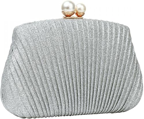 Miniatura 10 de Bolsos de mano para mujer elegantes perlas de noche para boda cóctel fiesta bolso de mano Negro, Oro, Rosa/Rebel Fun., Plateado