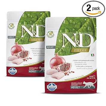 FARMINA N&D Prime - Chicken & Pomegranate - Grain Free - Cat Dry Food - Adult (Pack of 2, Each 300Gms)