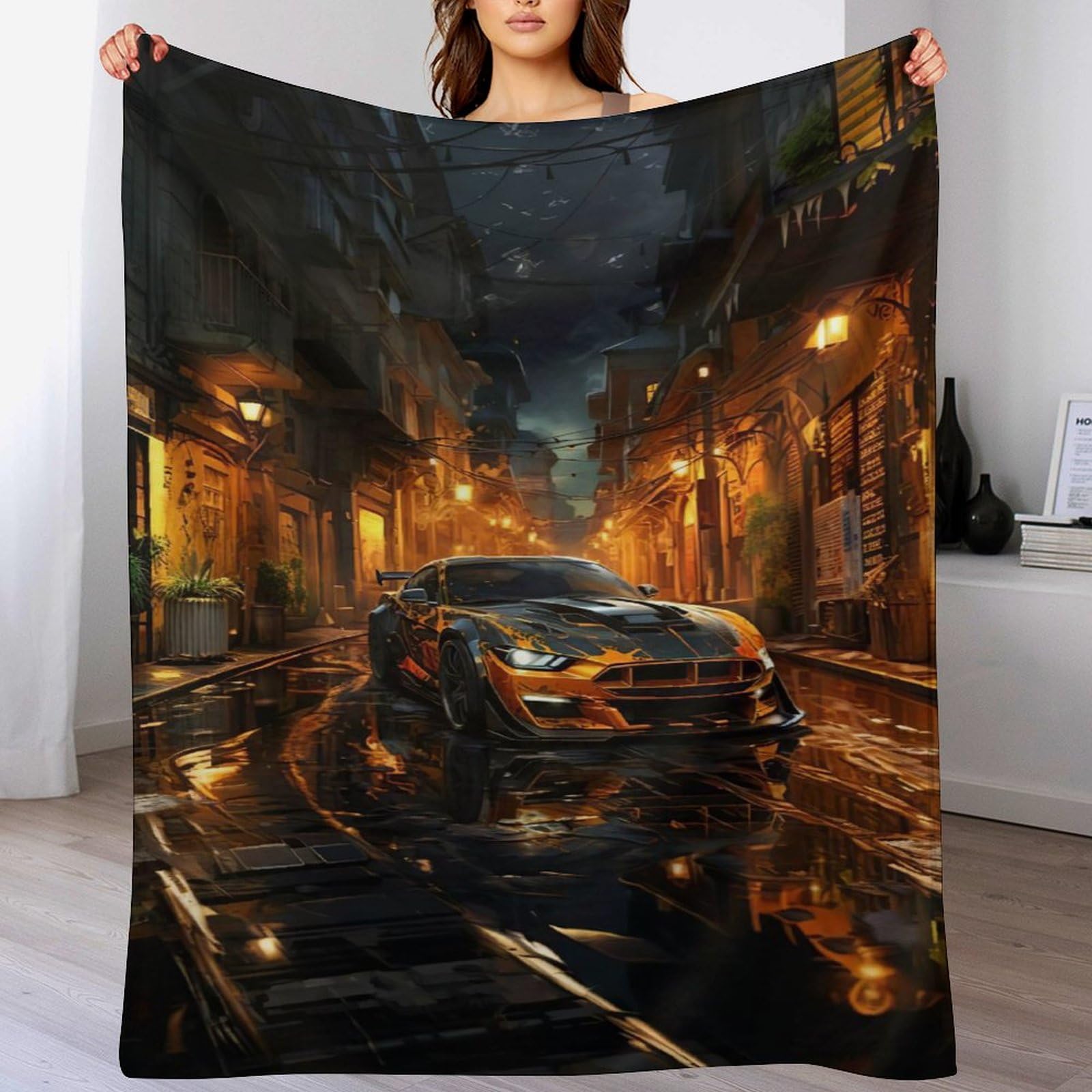 Couverture voiture de sport douce et confortable en flanelle de qualité pour lit