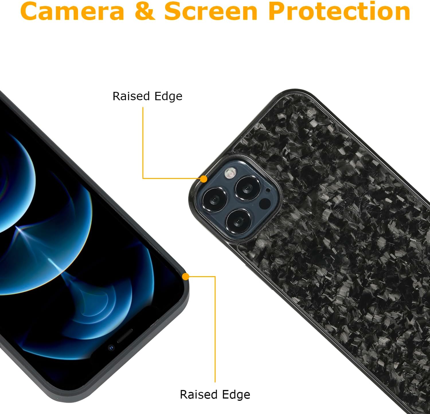 molzar Grip Series for iPhone 12/12 Pro Case with Real Forged Carbon Fiber, Built-in Metal Plate for Magnetic Mount, Works with Qi-Certified Chargers, Glossy Black/Forged - Image 5