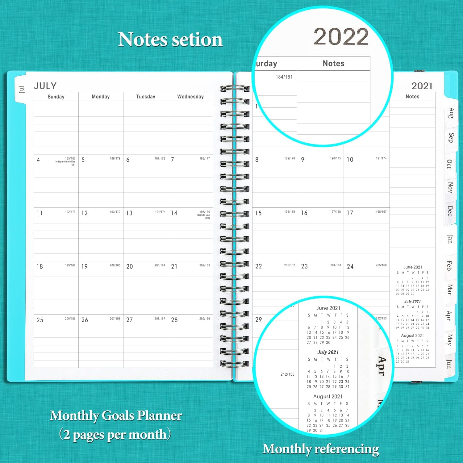 2022 Planner - Weekly & Monthly Planner 2022, 9" x 11" from January 2022 - December 2022, with Elastic Closure Tabs, and Thick Paper, Back Pocket