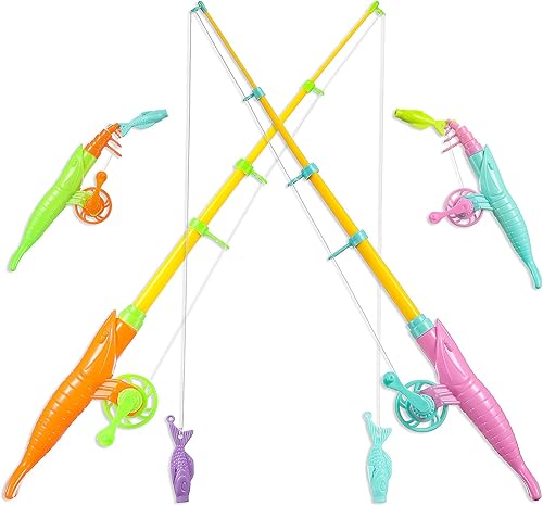 4 piezas de juego de pesca magnético, juguete flotante magnético de verano de 7.3 pulgadas, poste magnético para niños y niñas, juguete de baño de