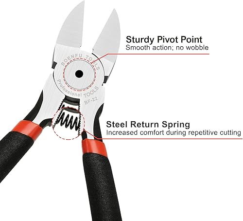 Miniatura 5 de BOENFU - Cortadores de alambre para manualidades de alta resistencia, cortadores de alambre pequeños BF-22, cortadores laterales diagonales,