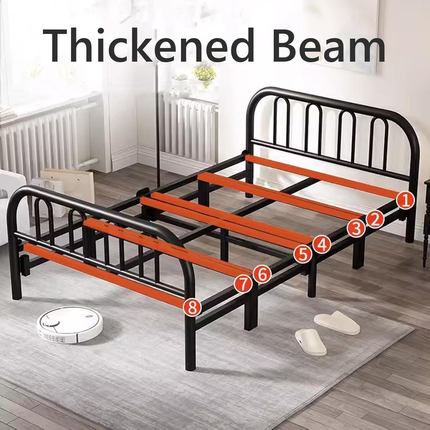 TIST Lightweight Folding Bed Adult Folding Bed with Mattress - Heavy Duty Carbon Steel Frame for Home/Dorm/Hospital Camping Folding Bed(Black,90 * 196CM)