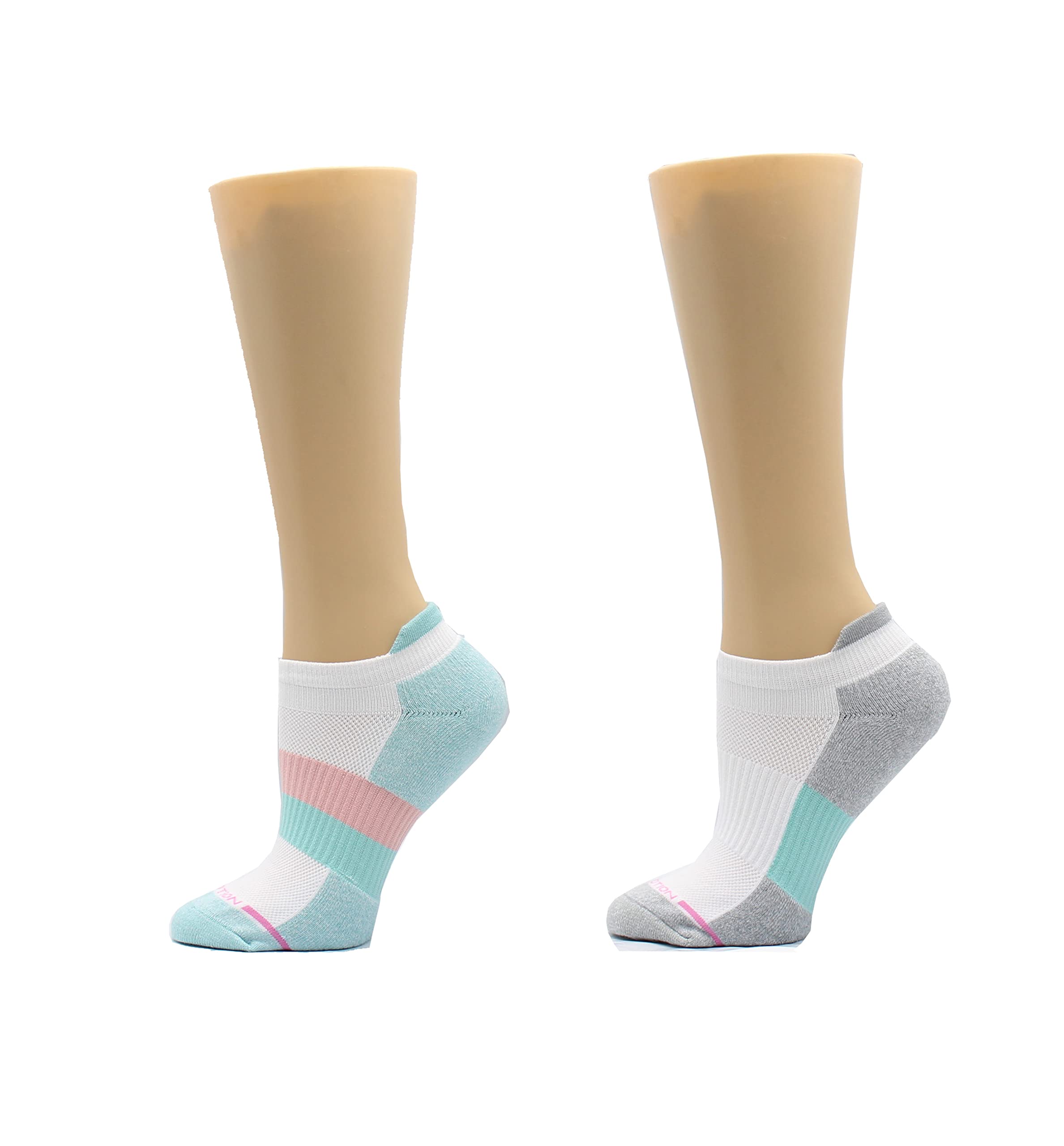 Dr. Motion Womens Ankle Socks 2 Pack, Low Cut Cushioned Compression Running Socks for Women, Arch Support, Seamless Toe