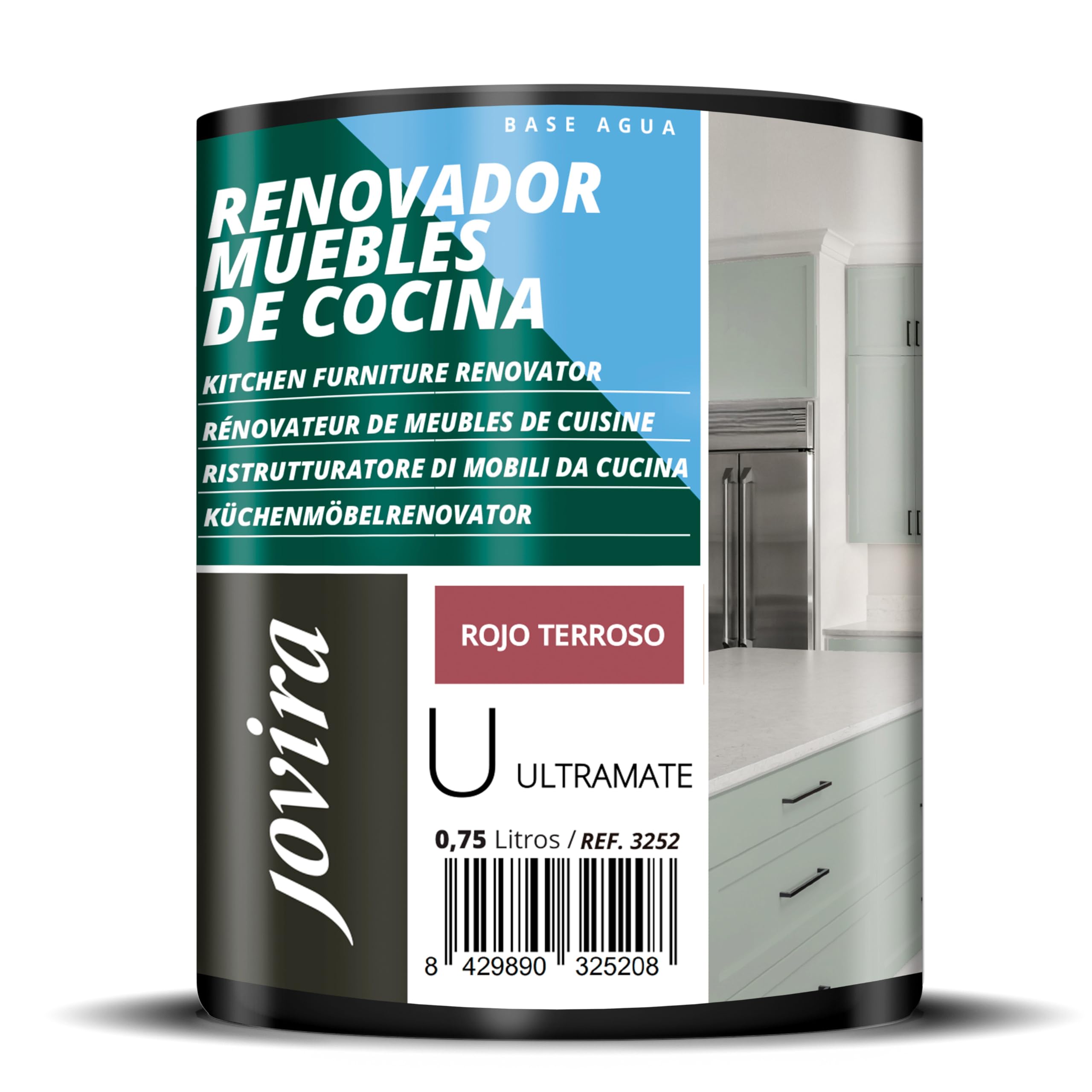 JOVIRA PINTURAS Pintura renovadora para Muebles de Cocina, acabado Ultramate al agua. Especial para renovar muebles de cocina, puertas, baños, etc. (750 ml, Rojo terroso) T
