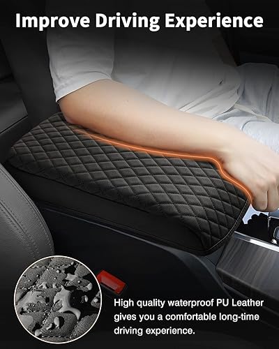 Miniatura 4 de Shademax - Cubierta antirayones para consola central hecha de piel sintética y con cojín amortiguador; cubierta para reposabrazos de asiento con