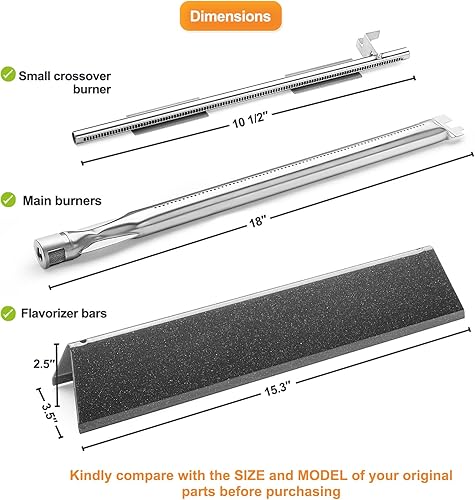Miniatura 3 de Spirit e210 - Piezas de parrilla, barras aromatizantes y quemador de parrilla para Weber Spirit I y Sprit II 200 Series E-210 E-220 S-210 S220 con