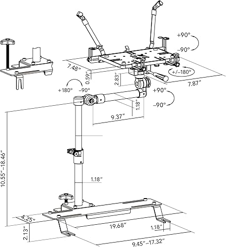 Miniatura 7 de Mount-It! Soporte universal para laptop para automóviles, camiones y furgonetas, instalación sin taladro, altura ajustable, giro de movimiento