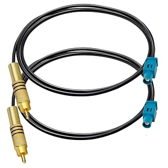 TUOLNK Fakra Z Male to RCA Male Pigtail Cable RG174 Extension for Car Telematics GPS Navigation 3.3ft 1M Coaxial Cable 2 PCS