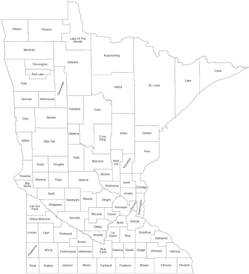 Minnesota County Map Printable Amazon.com: Minnesota County Map With County Names - 12 Inch By 18 Inch  Laminated Poster With Bright Colors And Vivid Imagery-Fits Perfectly In  Many Attractive Frames: Posters & Prints