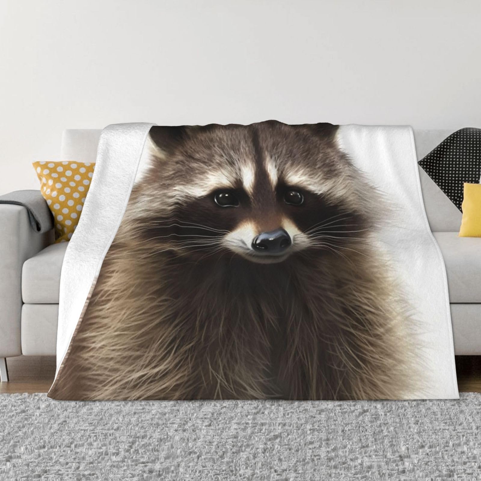 Couverture polaire raton laveur douce, une idée cadeau chaleureuse pour lit et sofa