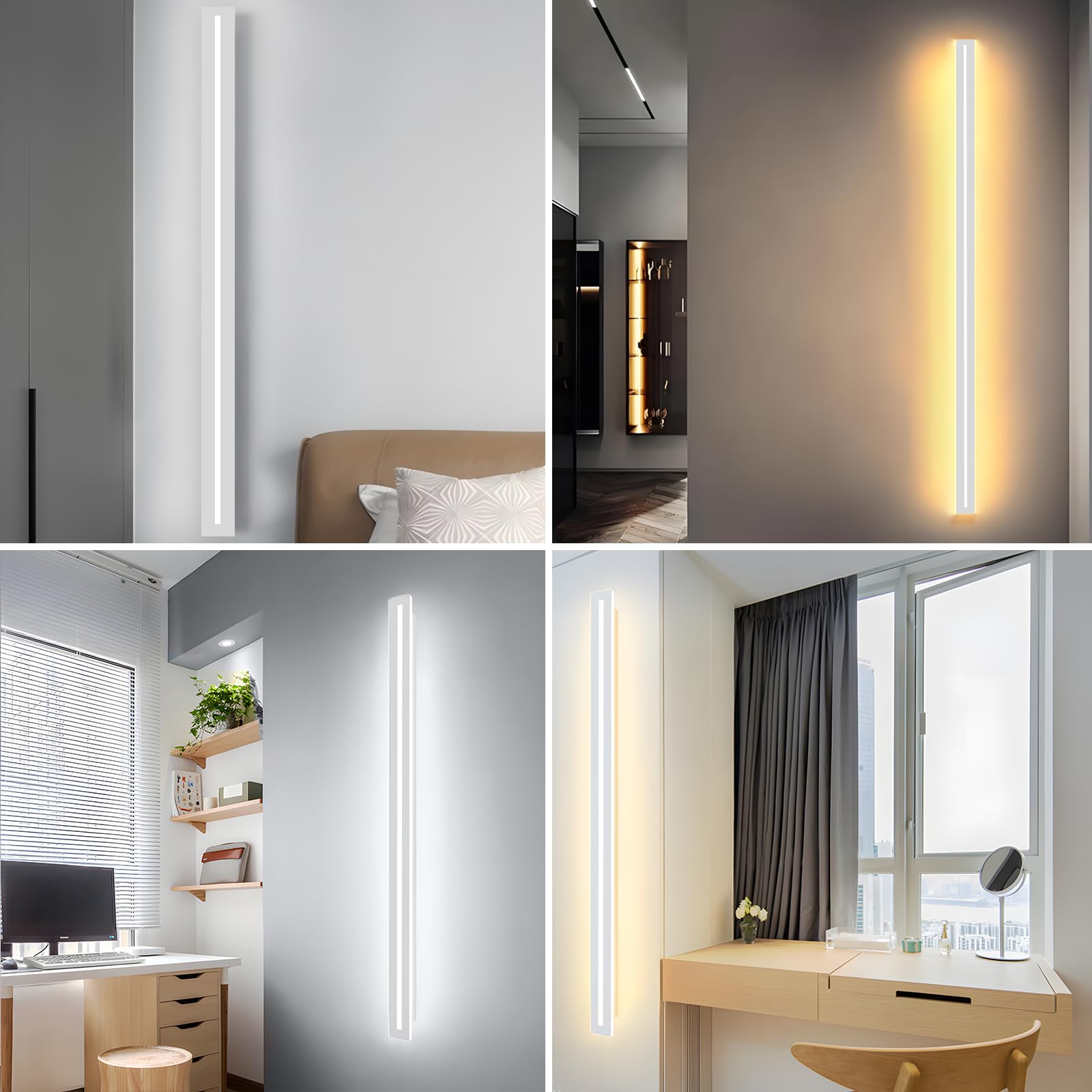 Applique Murale Intérieure,30W Lampe Murale Dimmable Blance 120CM