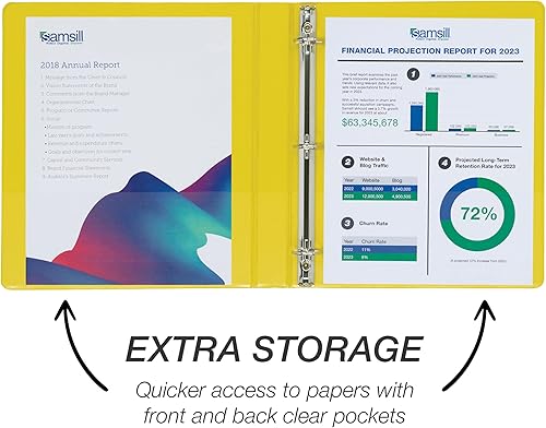 Vista 575 de Samsill Carpeta duradera de 1.5 pulgadas, fabricada en los Estados Unidos, carpeta de anillos en D, carpeta transparente personalizable, surtido