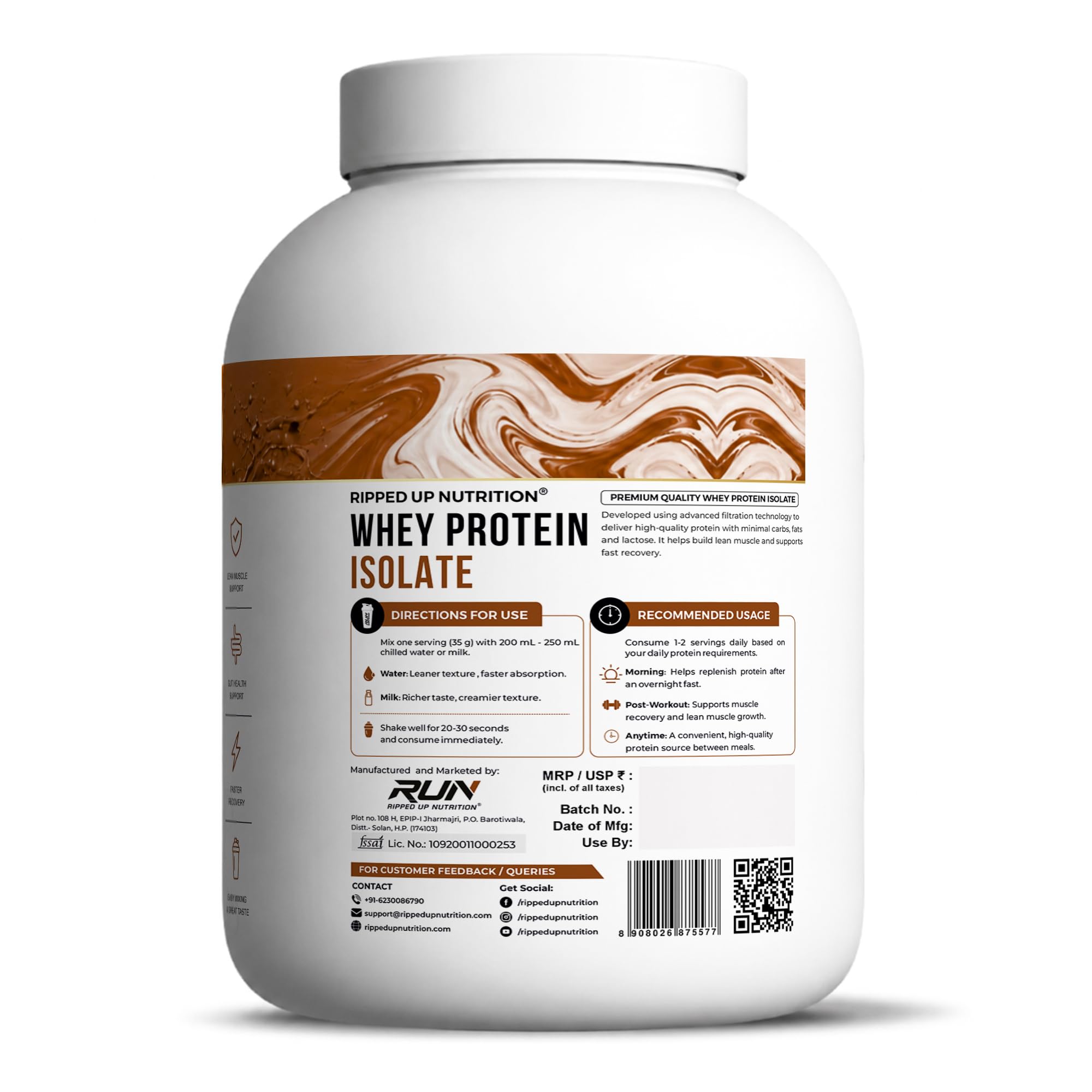 Ripped Up Nutrition Whey Protein Isolate | 27g Fast-Absorbing Protein/Scoop | Low Carb & Fat for Lean Muscle Growth | No Fillers or Maltodextrin | GMP Certified (Creamy Chocolate, 1.81 kg (4 lbs)) — Amazon image 3
