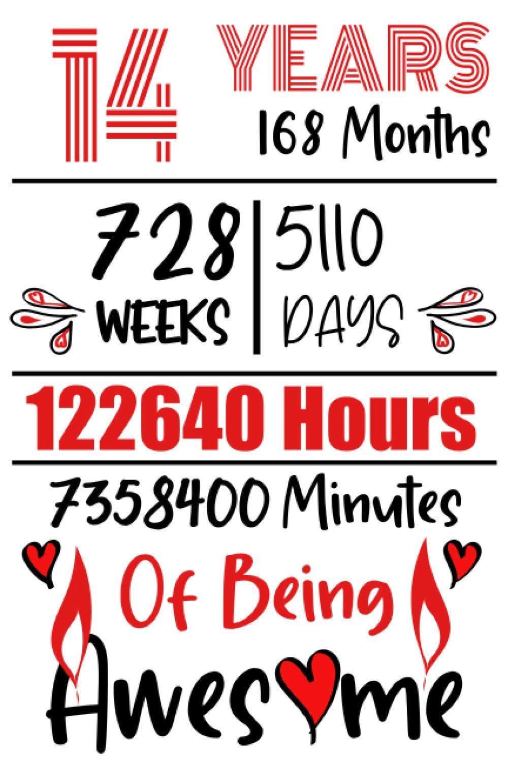 14 Years Of Being Awesome: 14th Birthday Gift, Funny Notebook Planner Gift For Family And Friends, 100 pages, Matte Finish 6 in x 9 in (15.2 x 22.9 cm) (Funny Journal Gifts 14 Year Old)