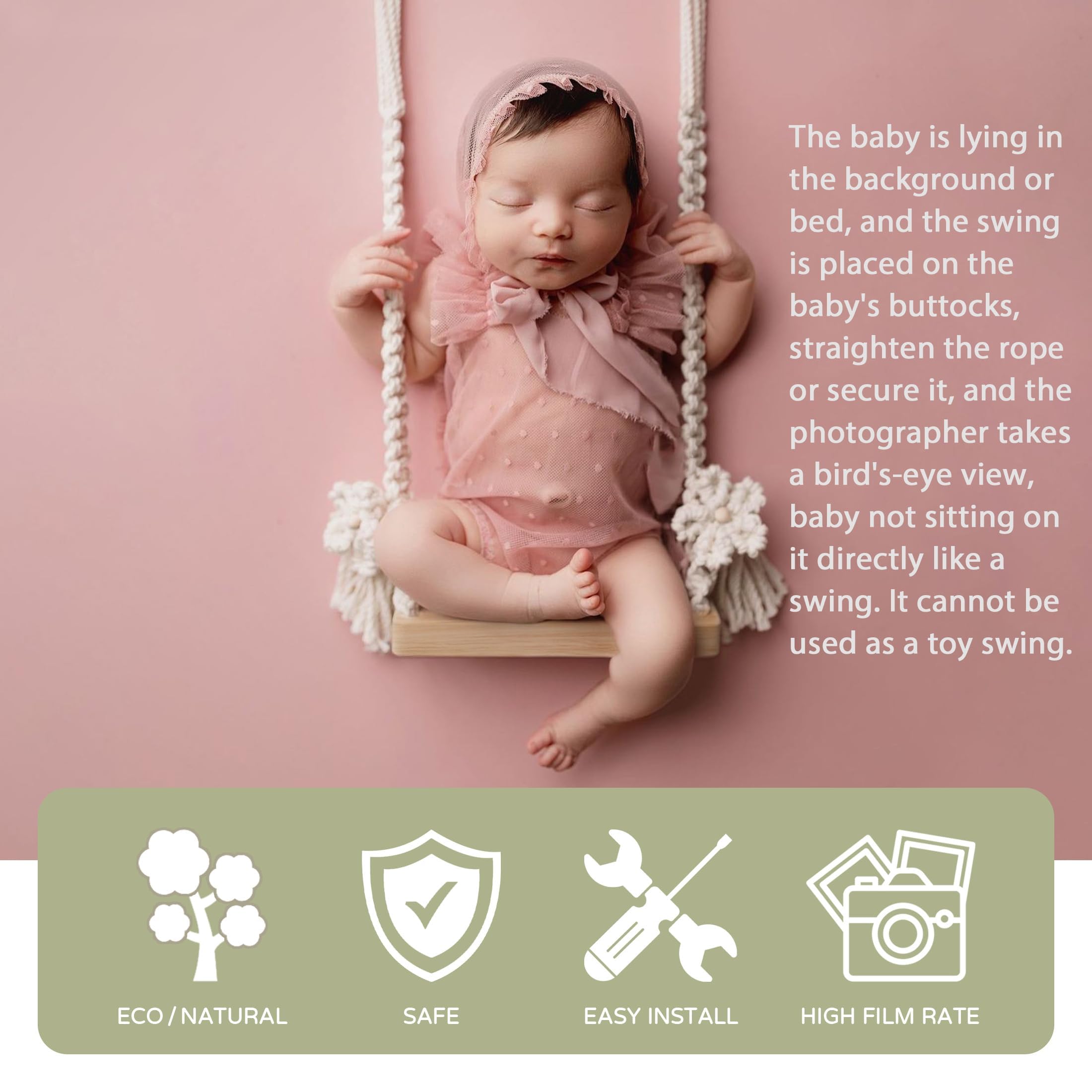 Altalena neonato Fotografia Puntelli Altalena Prop Legno Bambino Foto Puntelli Piccoli In Legno Altalena Bambino Servizio Fotografico Accessori di Scena per Studio Accessori