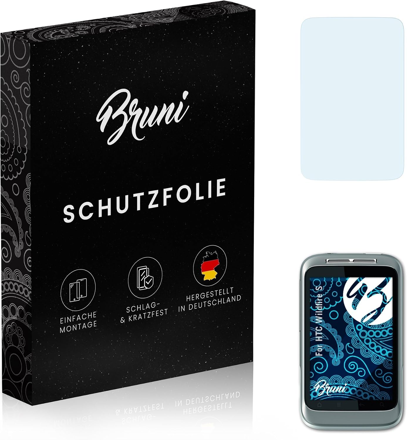 Bruni Screen Protector compatible with HTC Wildfire S Protector Film, crystal clear Protective Film (2X)