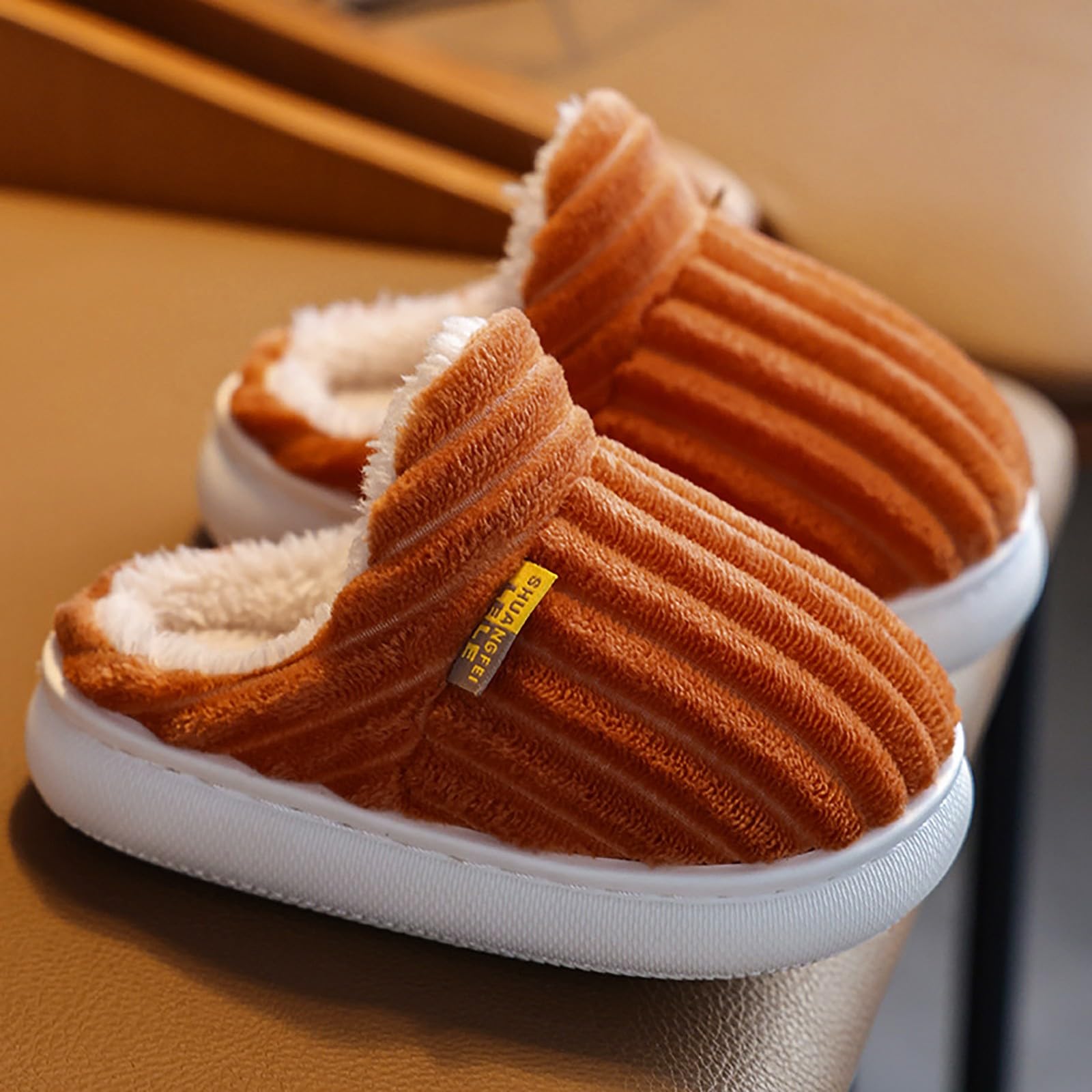 Zapatillas Invierno Algodón Felpa Antideslizante Cálidas para Niñas y Niños Pequeños Verticales Versátiles