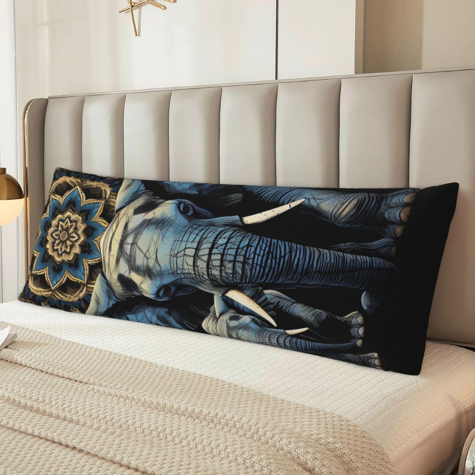 Two Elephants Body Pillow Cover with Hidden Zipper 54"X20",Ultra Soft Microfiber Long Pillow Case Decorative Bedding Pillowcase Cushion Cover Cases for Bedroom Couch Sofa,Home Gifts
