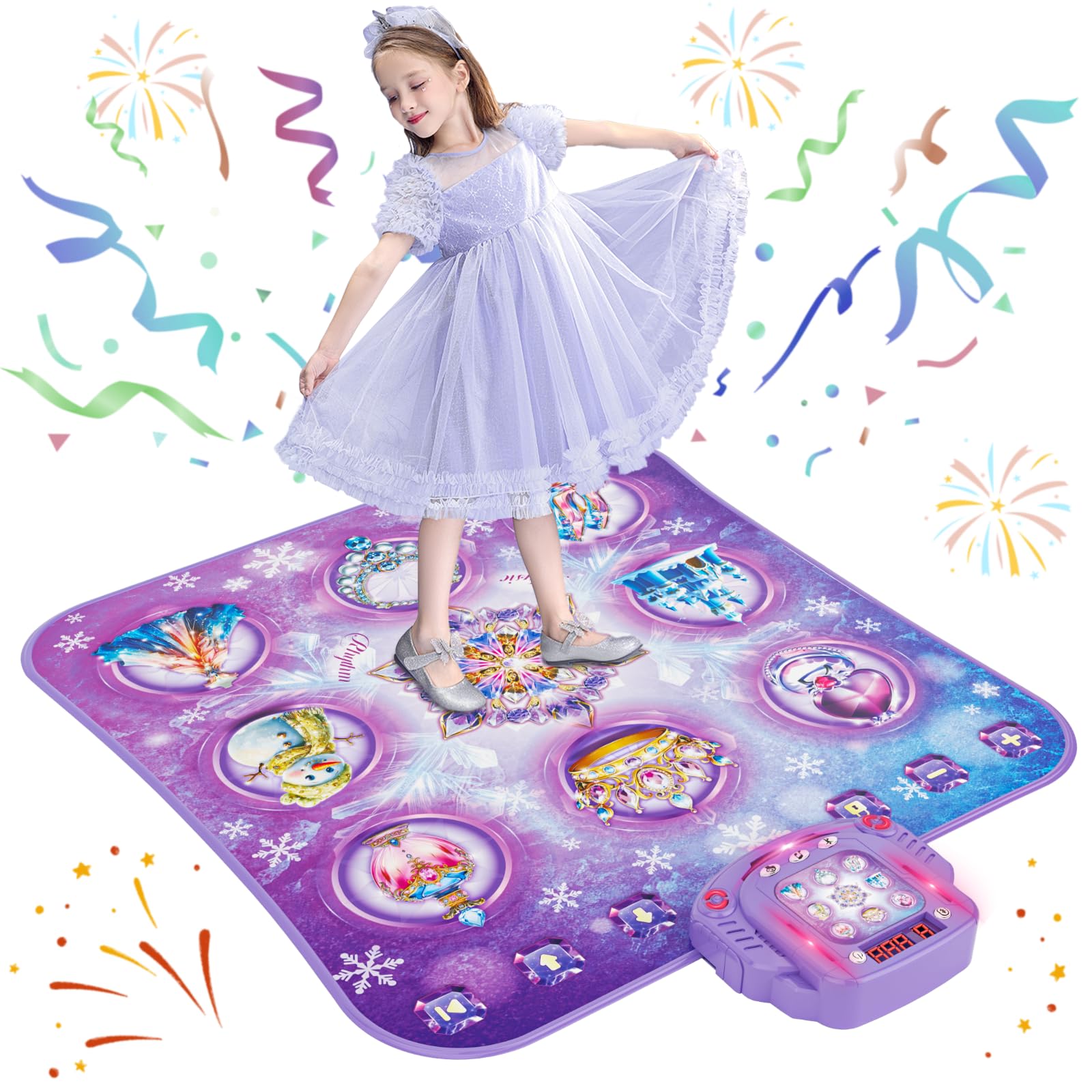 Tappetino da Ballo per Bambini, Viola 8 Pulsanti Tappetini da Ballo Bambina Giochi Tappeto Musicale da Ballo con Bluetooth, Modalità Piano, Regali Compleanno Natale per Ragazzi Ragazze 4 5 6 7 8 9 10